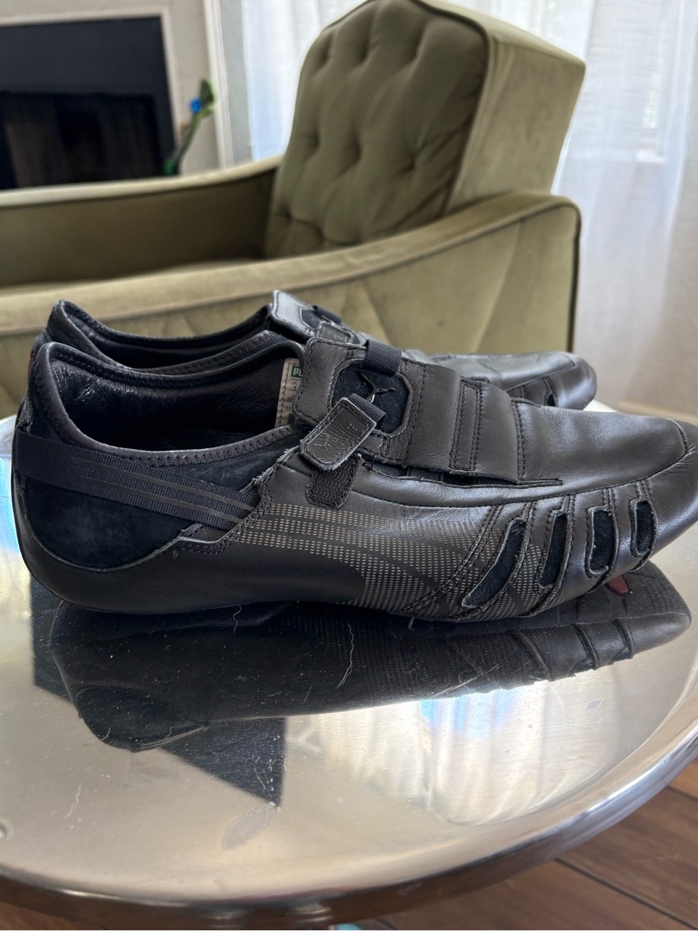 Vintage Y2K Puma Vedano Black Leather Avantgarde Shoes Size US10